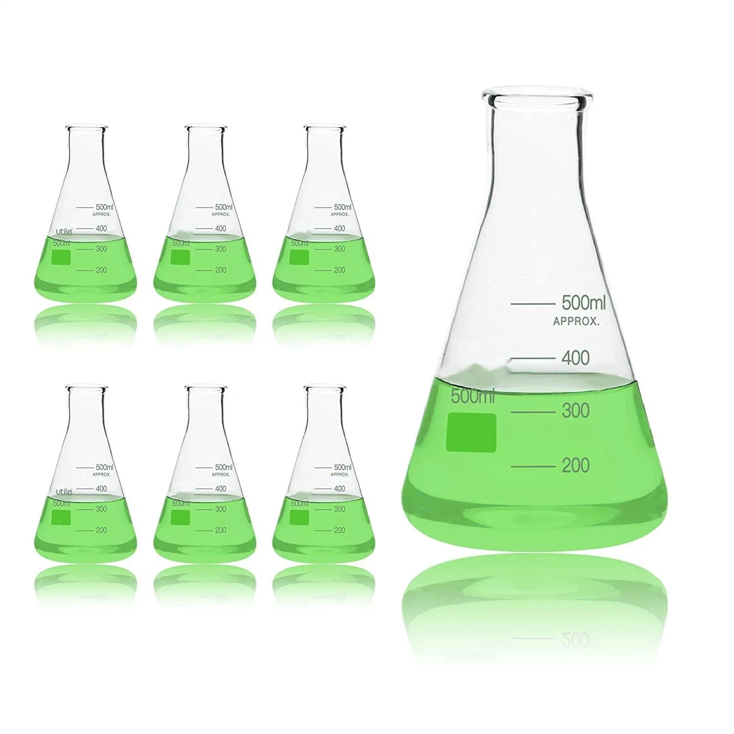 Laboratoire de chimie des Verrerie 500 ml Erlenmeyer gradué à col large étroit Flacon conique en verre borosilicaté à col