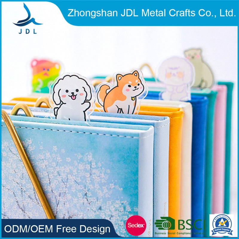 New Hot Sale Custom Cute Animals Metal Note Label 3D Soft PVC Bookmark Acrylic Paper Clip