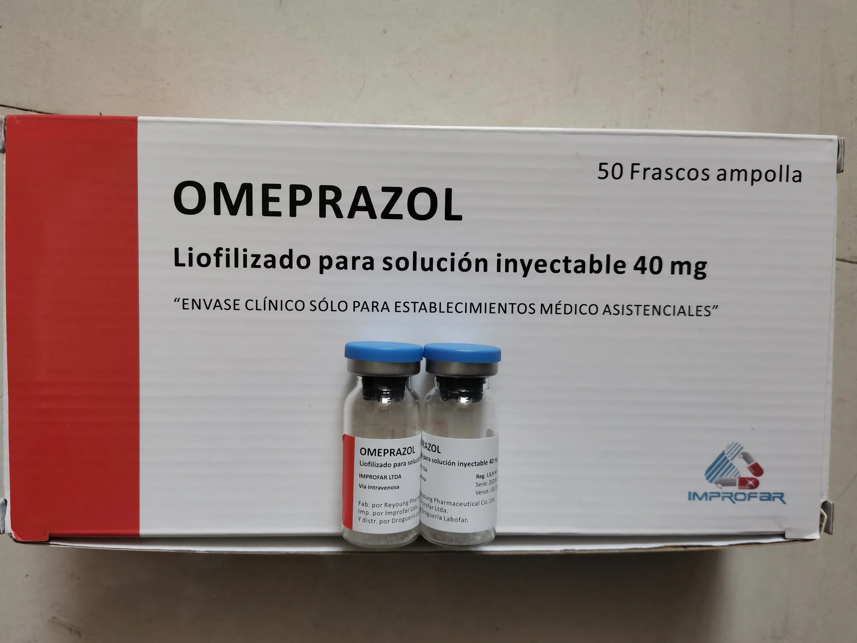 Poudre lyophilisée pour injection de sodium de l'Oméprazole de certificat