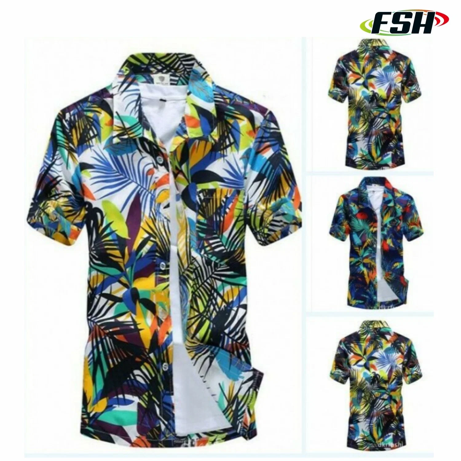 Urlaub Hawaiian Shirt Set Allover Logo Kurzarm Camp Custom Gedruckt Hawaiian