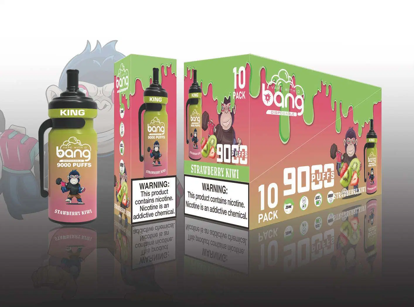 Original Bang King 9000 barre de papier feuilletée stylo à cassette jetable 16 Flavors 20ml E-Juice rechargeable E cigarette Wholesale I Vape