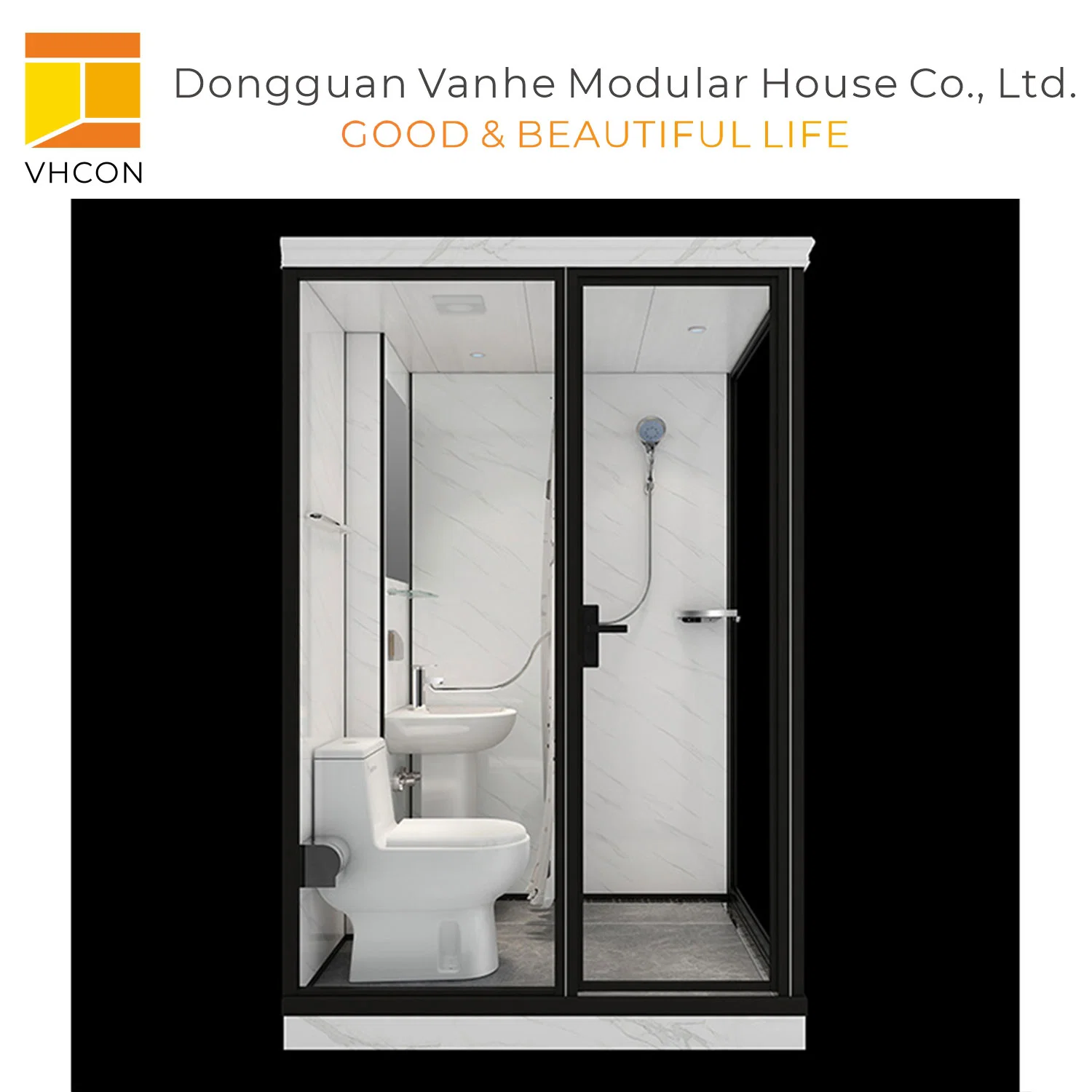 Haut de gamme RV modulaire portable bâtiment de luxe Hôtel porte en verre Design Prefabricated Big modulaire douche salle de bains Pods avec toilettes