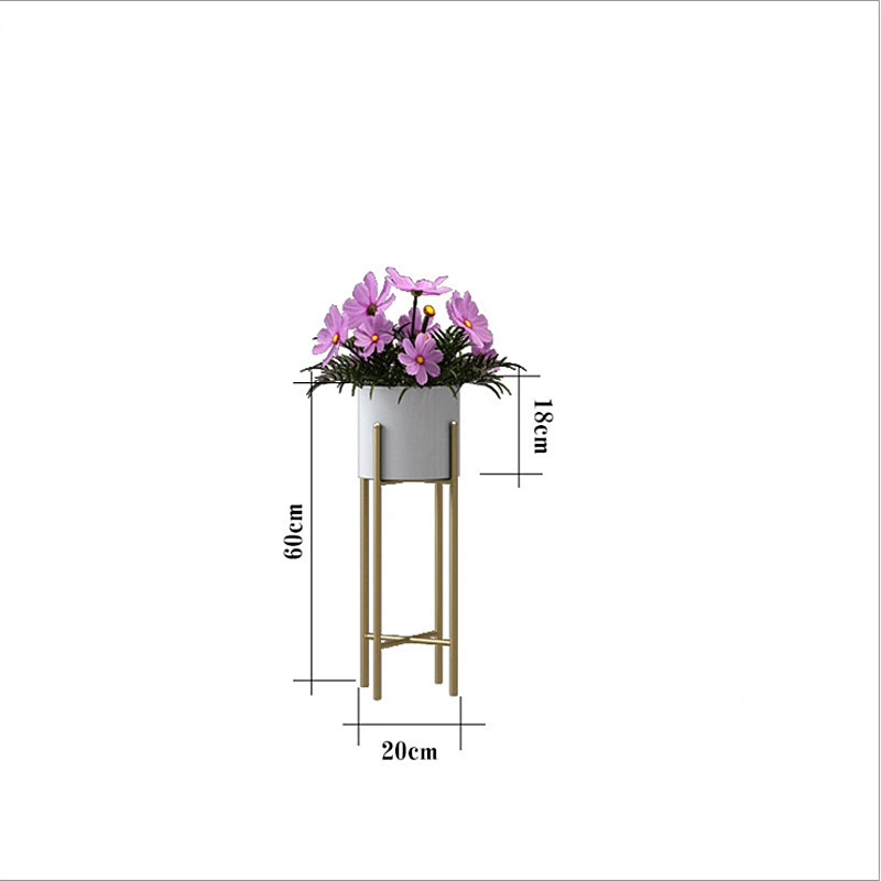 Metal Planters on Stand 60cm H, Gold 0521