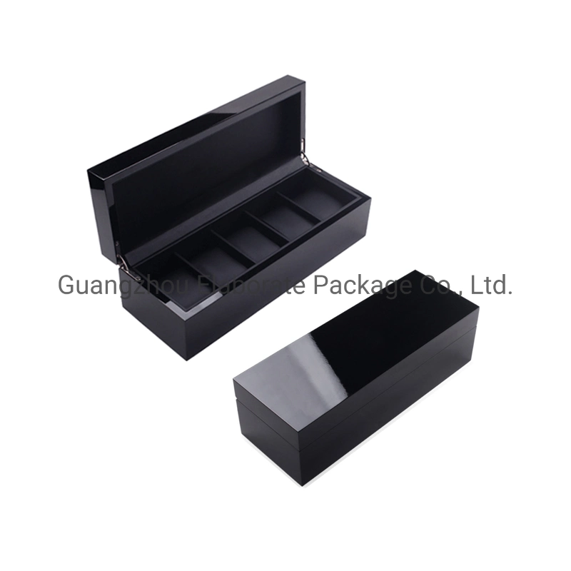 Luxury Mens Black Piano Gloss Lacquer 8 Slots Compartments Wooden Watch Collection Holder Boxes with Pillows