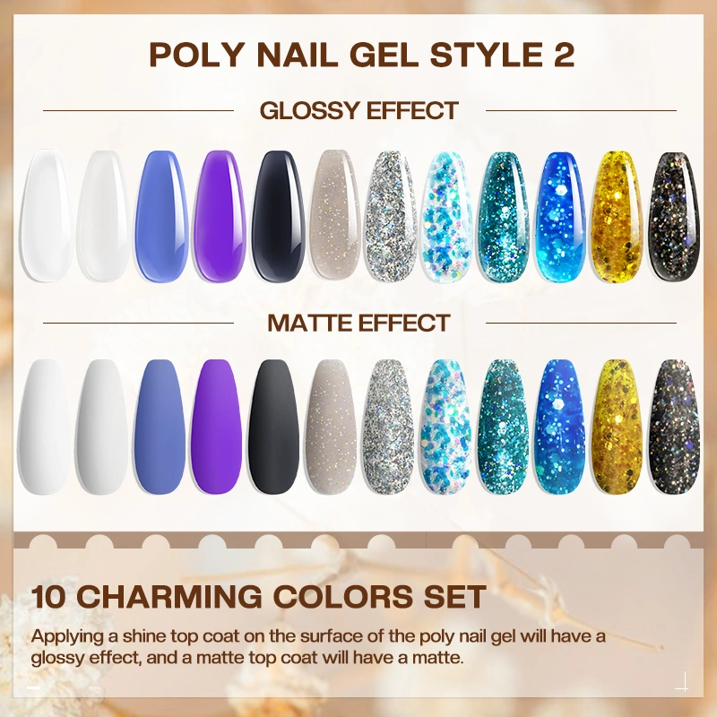 Mayorista/Proveedor personalizado etiqueta privada Color Poly polvo UV Nail Extension Poly Gel Polish 12 colores