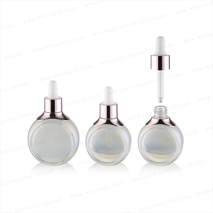 Special Shape Glass Lotion Bottle Wholesale/Supplier with Bakelite Stopper Shiny Sliver Cap Mould Glass Bottle Serum Bottle Packaging Glass Cosmetic Bottle