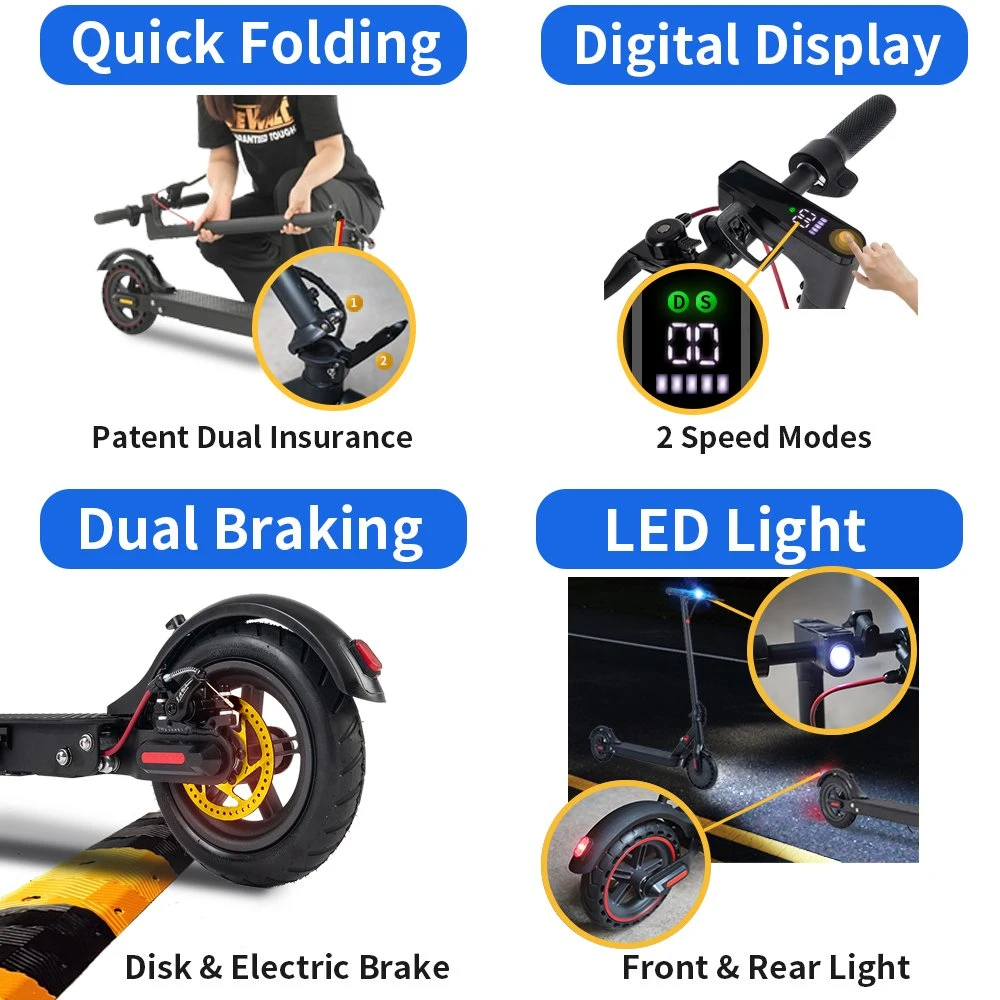 15 anos fábrica 8.5inch 7,5A 350W roda adulto e dobra Scooter eléctrica com aprovação CE