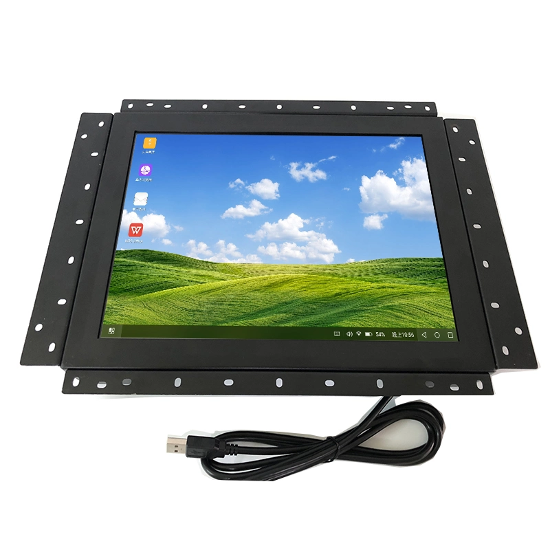 Carcasa de metal de 12 pulgadas con tapa en P incrustada de bastidor abierto, toque industrial Monitor de pantalla para kiosco