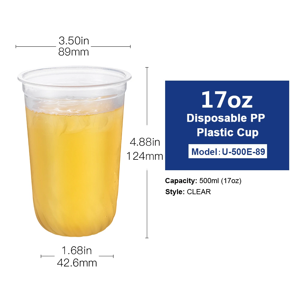 Copo de café de 17 Oz, descartável, para copos de plástico, para o motor 89 mm