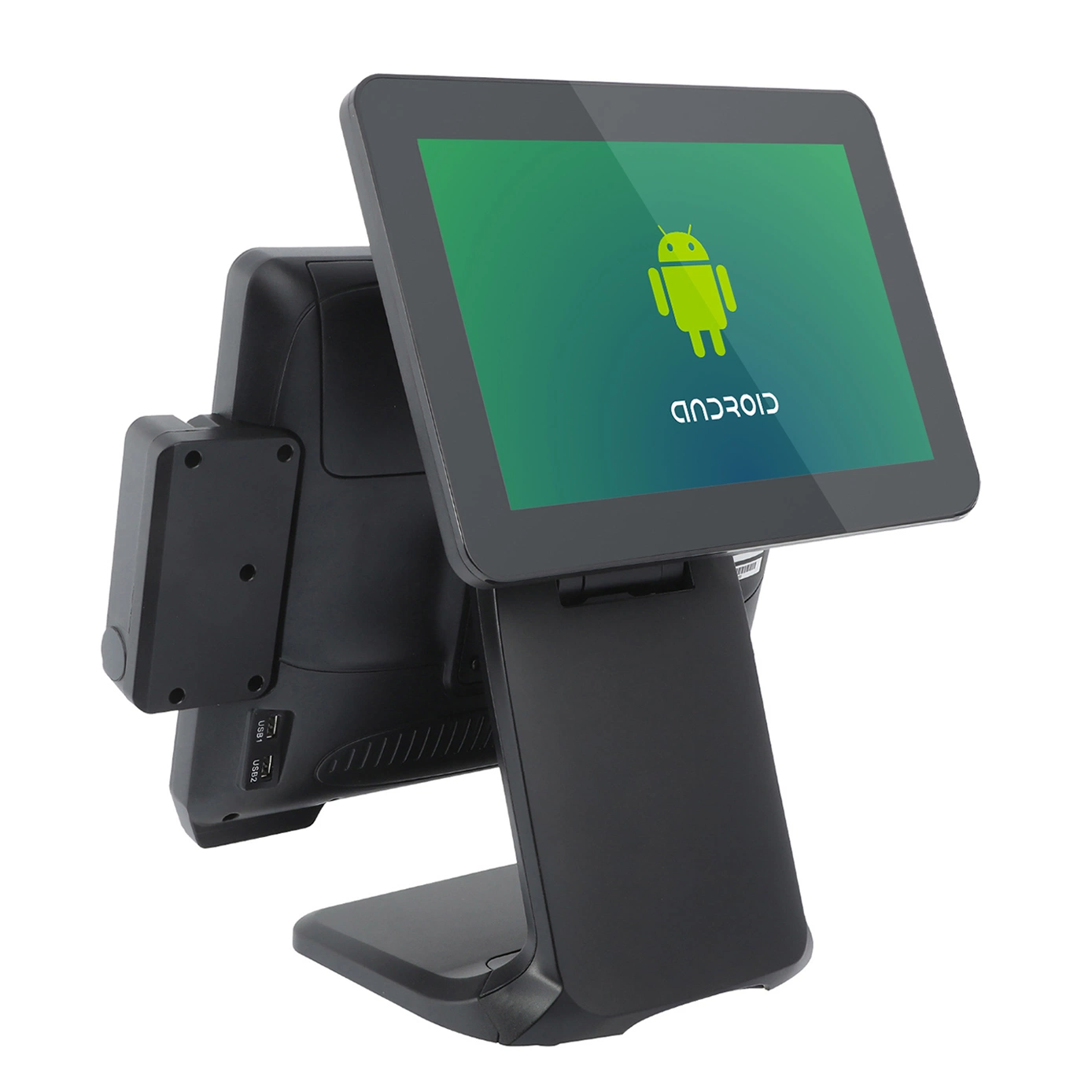 Heißer Verkauf 15inch POS All-in-One-Maschine Dual-Screen-Kasse Bequemlichkeit Speichert Android POS System Cloud