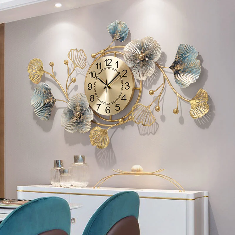 Horloge murale en gros Décoration pour mur en métal pour la maison salon Décoration murale de luxe, horloge à suspendre en 3D