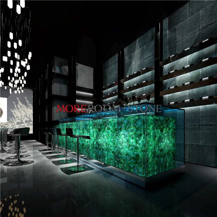 Green Gemstone Onyx Bar Counter pour le restaurant de l'hôtel Night Club Barre de coupe