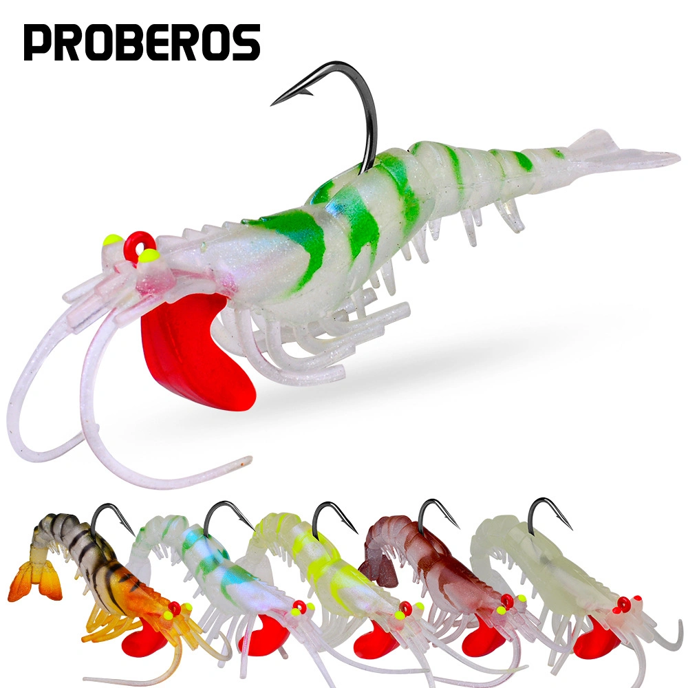 Lure Bait with Lead Hook Luminous Shrimp Five Section Soft Shrimp, Segmented Shrimp, Bait Lure Soft Bait