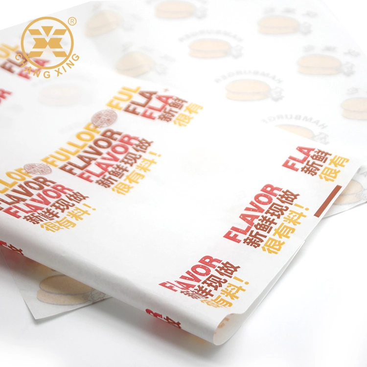 Food Grade Waxed Paper Customize Logo Greaseproof PE Wax Burger Wrap Paper