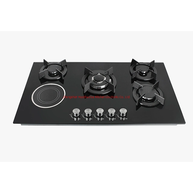 Factory Price 59cm Stainless Steel Panel 1 Electric Hotplate with 3 Gas Burner Gas Hob