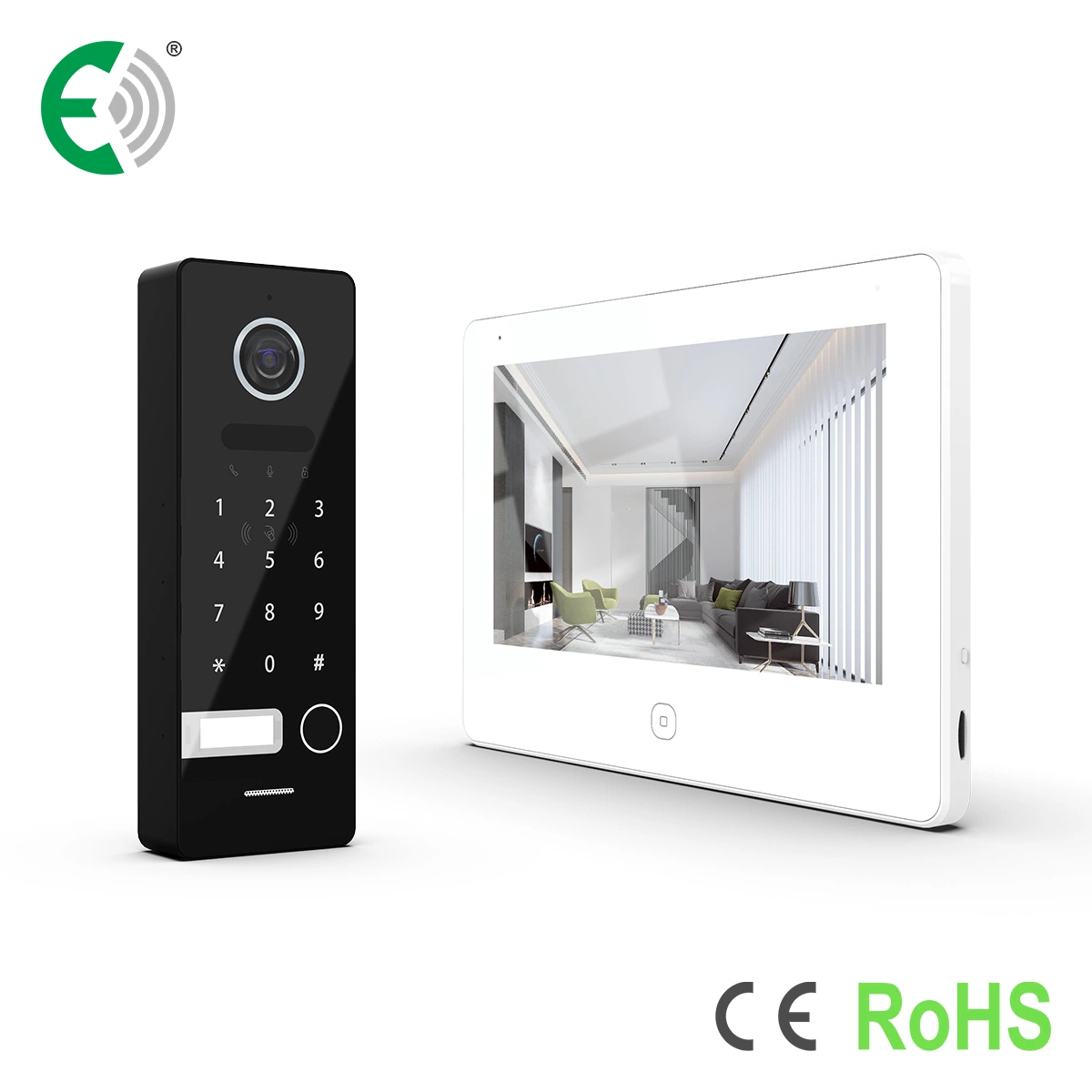 2 Cable de vídeo de cámara de 2MP colorido Doorphone con pantalla táctil