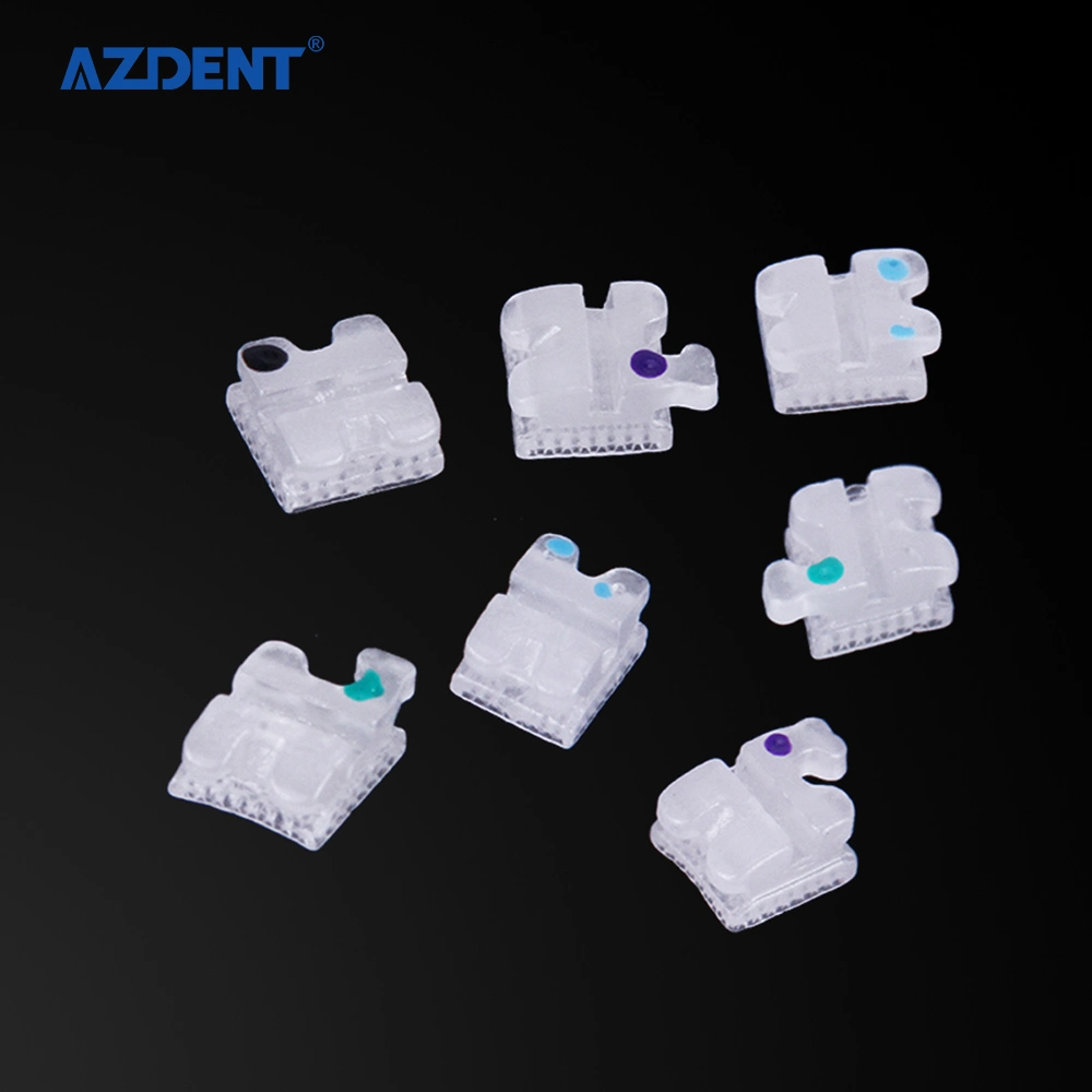 Azdent Dental Brackets Roth 022 Hooks 345 Mesh Base Invisable Clear Ceramic Braces