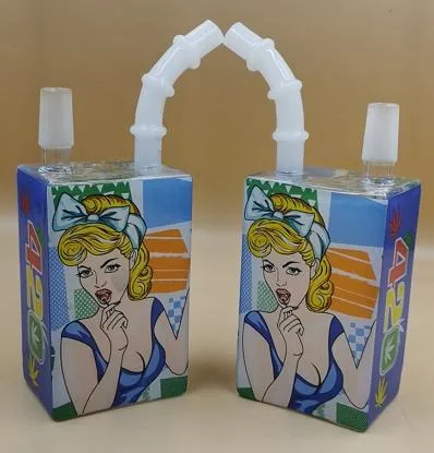 New Design Beautiful Lady Mini Oil Colorful Milk Box Glass Smoking Water