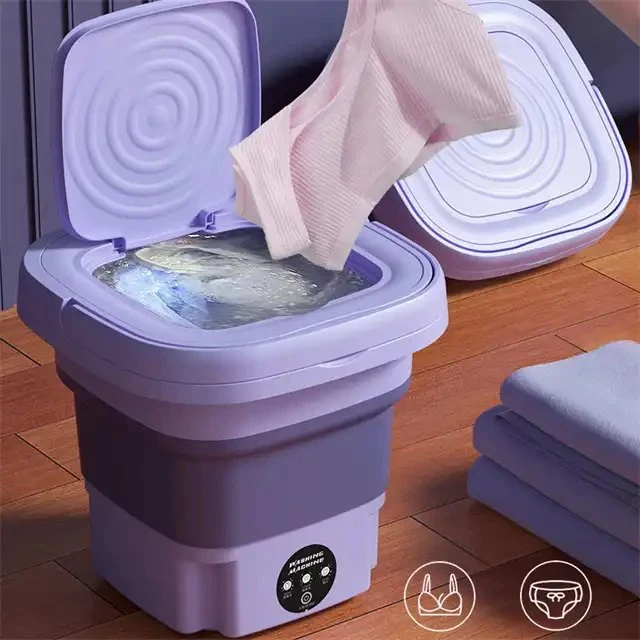 8L Mini Foldable Washing Machine with Spin Dryer for Underwear Socks