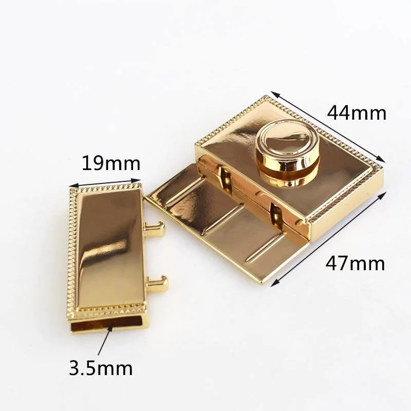 at-Ky256 50*45mm Lady Handbag Accessories Fitting Female Buckle Twist Turn Snap Lock Clasp Closure Replacement Bag Lock