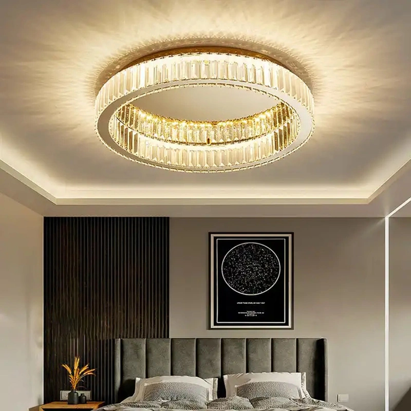 Lampe de plafond en verre de cristal de luxe créative pour salon rond d'hôtel moderne, éclairage suspendu pour salle à manger.