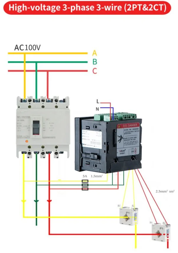 Montaje en Panel de tres fases Acrel Medidor de potencia con clase 0.5S 690V Medidor de potencia con el Soe del medidor de energía con pantalla LCD APM800