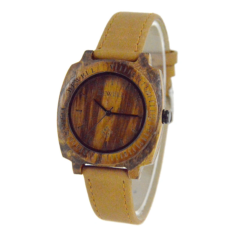 Wood Watch Genuine Leather Strap Quartz Casual Watch
