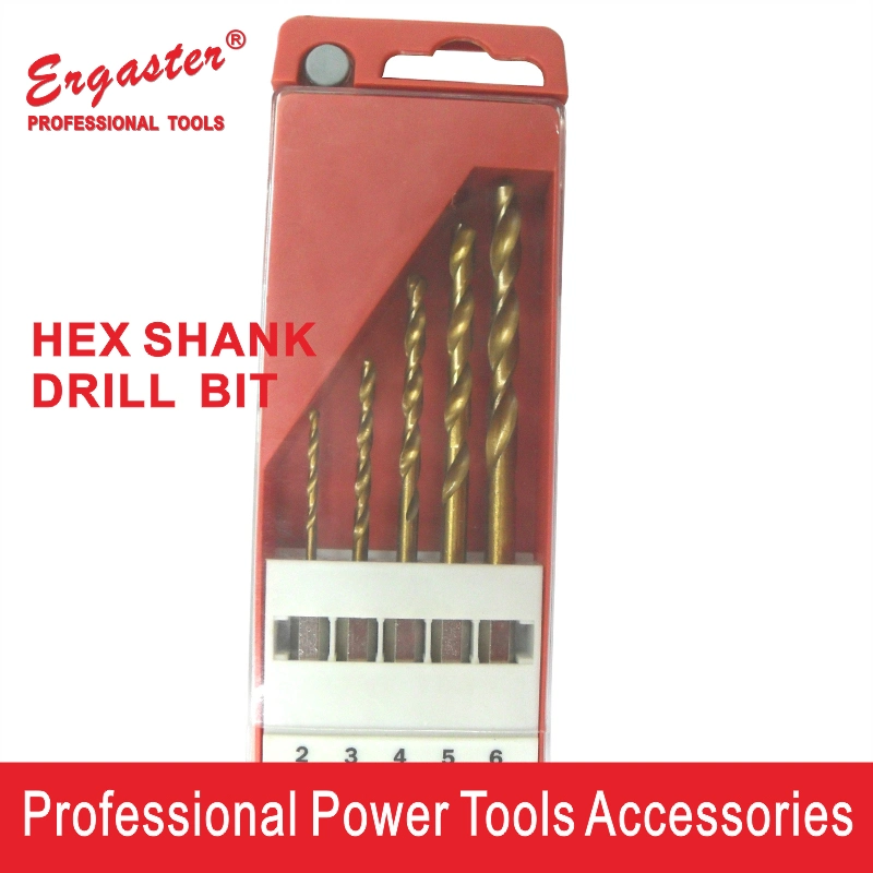 HSS Twist Drill Bit Set with Hex Shank, 5 Pieces