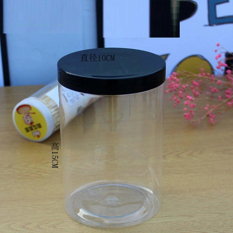 Schwarze Kappe Transparente Plastikflasche Pet Food Grade Feuchtigkeitsbeständige Lagerung Versiegeltes Glas