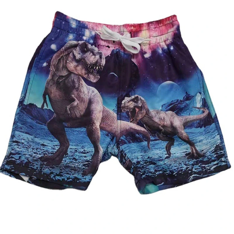 Summer Kids Beach Pants Tyrannosaurus Print Children's Shorts Polyester Beachwear