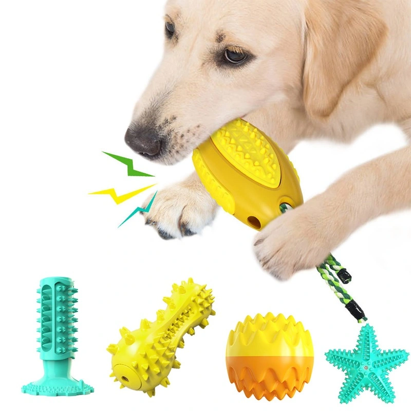 Indestructible Rubber Squeaky Dental Care Cat Pet Toys Toothbrush Dog Chew Toys