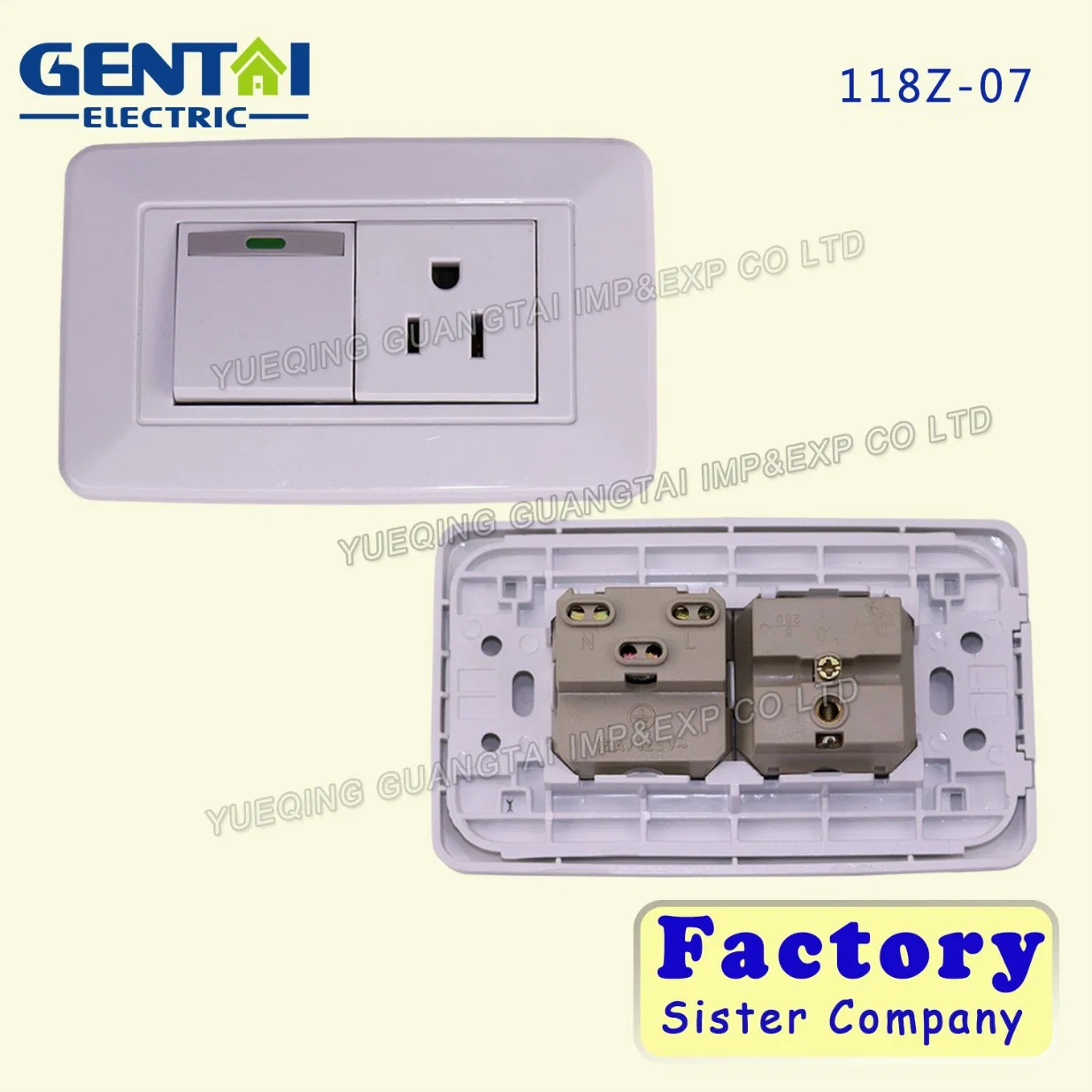 South American 1 Gang 3 Pin Wall Switch & Socket for Home