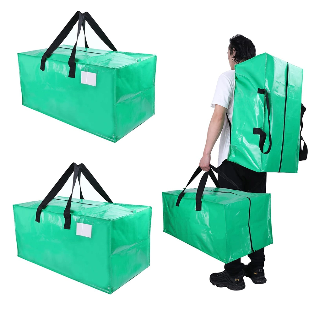 Manufacturer OEM ODM Heavy Duty Extra Large Storage Totes Bags Green Foldable Large Moving Bags with Zippers