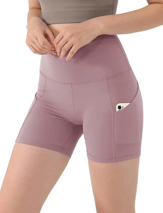 Pantalón corto biker de cintura alta premium para mujer con bolsillos Control del vientre Entrenamiento Gimnasio Atlético correr Yoga pantalones cortos ropa de vestir ropa para Precio mayorista