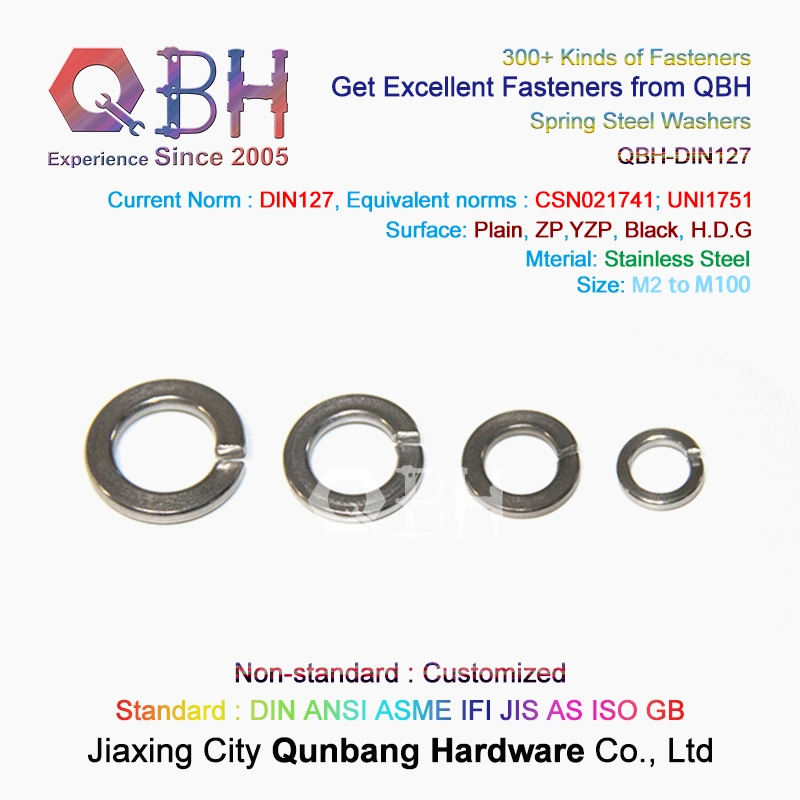 Qbh DIN127A DIN127b M2-M100 Carbon Stainless Steel Alloy Brass Copper Zp/Yzp/HDG/Black/Heat Treatment/Plain/Color Zinc/Dacromet/Geomet Spring Lockwasher