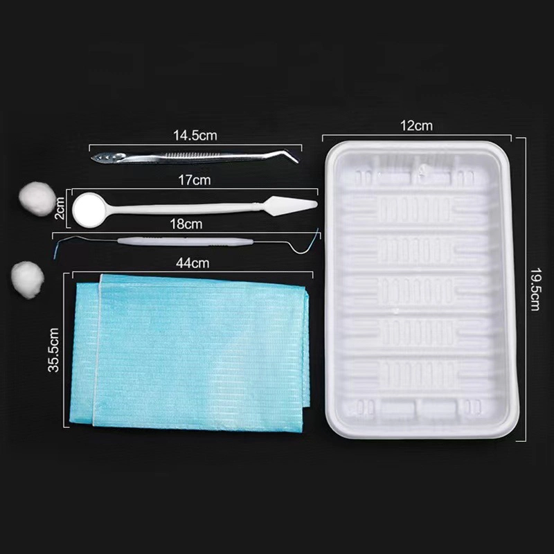 5 Kits Dental Instruments Mirror Plier Explorer Kit 3PCS/Set Disposable Dental Devices Kit Mouth Mirror Forceps Probe