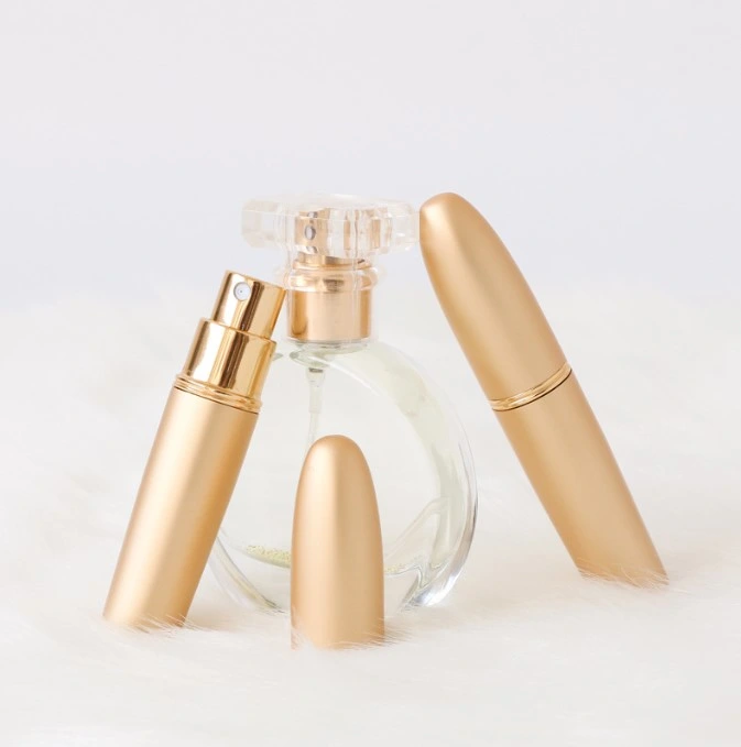 Metallic Golden Color Aluminum Case Glass Inner Bottle Perfume Sprayer