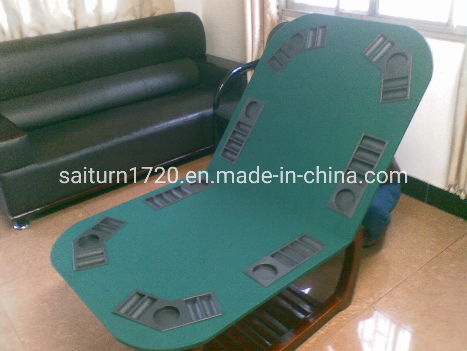 73' Two Folden Oval Poker Table Top with Double Side Green Fabric