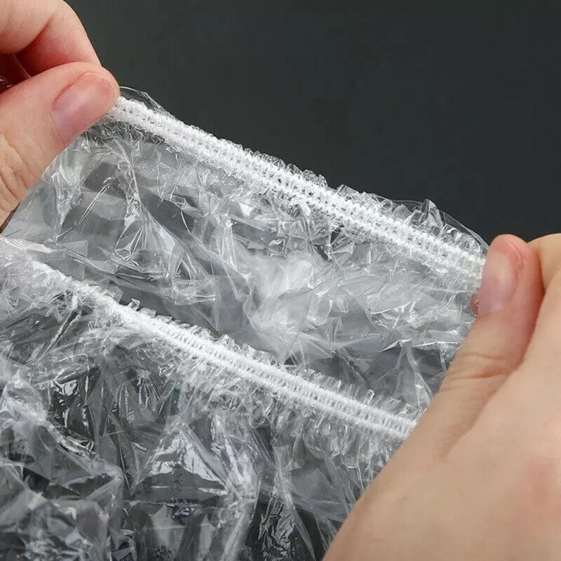 Clear Disposable Plastic Shower Caps Large Elastic Thick Bath Beanie Women SPA Bathing Accessory