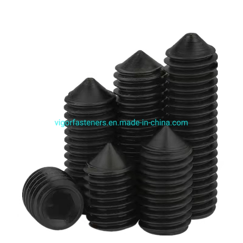 Alloy Steel Black Hexagon Socket Set Screws with Cone Point DIN914 45h Set Screw Ml40cr