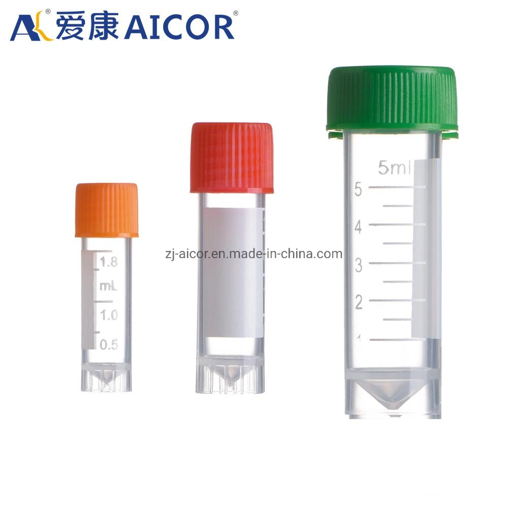 Aicor Material Importado PP 5ml Self-Standing la congelación de tubo con escala médica Laboratorio de Productos de plástico