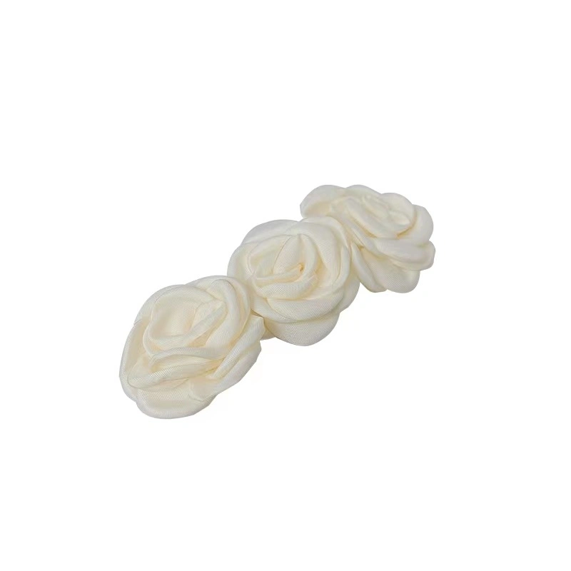 Super Gentle Spring Mesh Fabric White Flower Handmade Rose Hair Clip