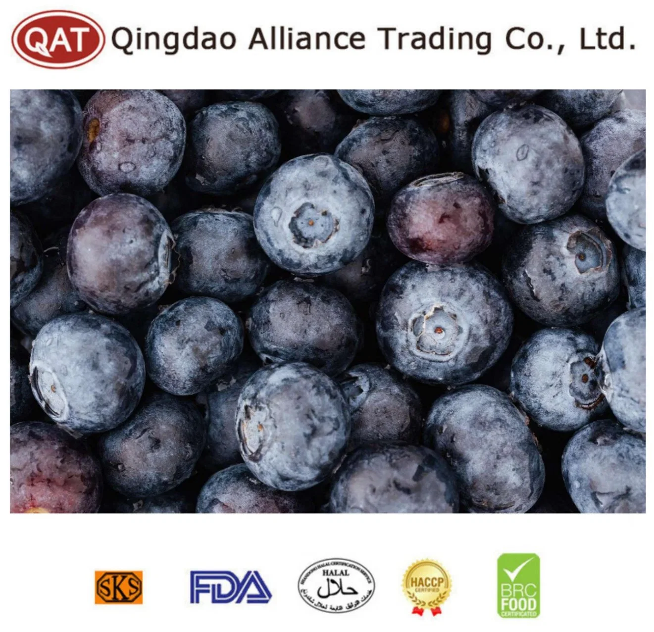 100% Natural orgânico IQF frutas congeladas Blueberry com certificado BRC