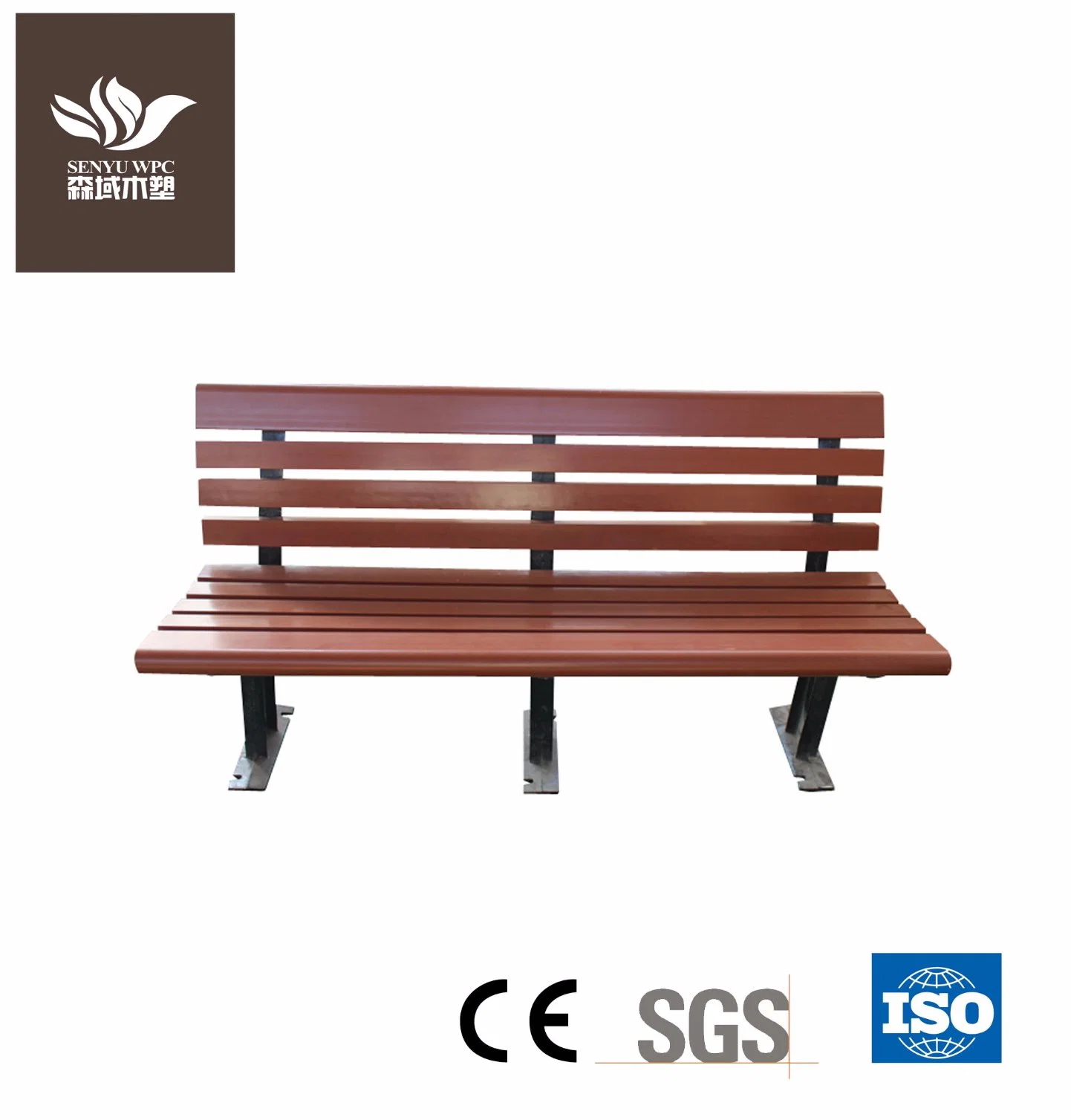 Long Bench Garden Public Park Sitting WPC Aluminum Wood Slats for Benches