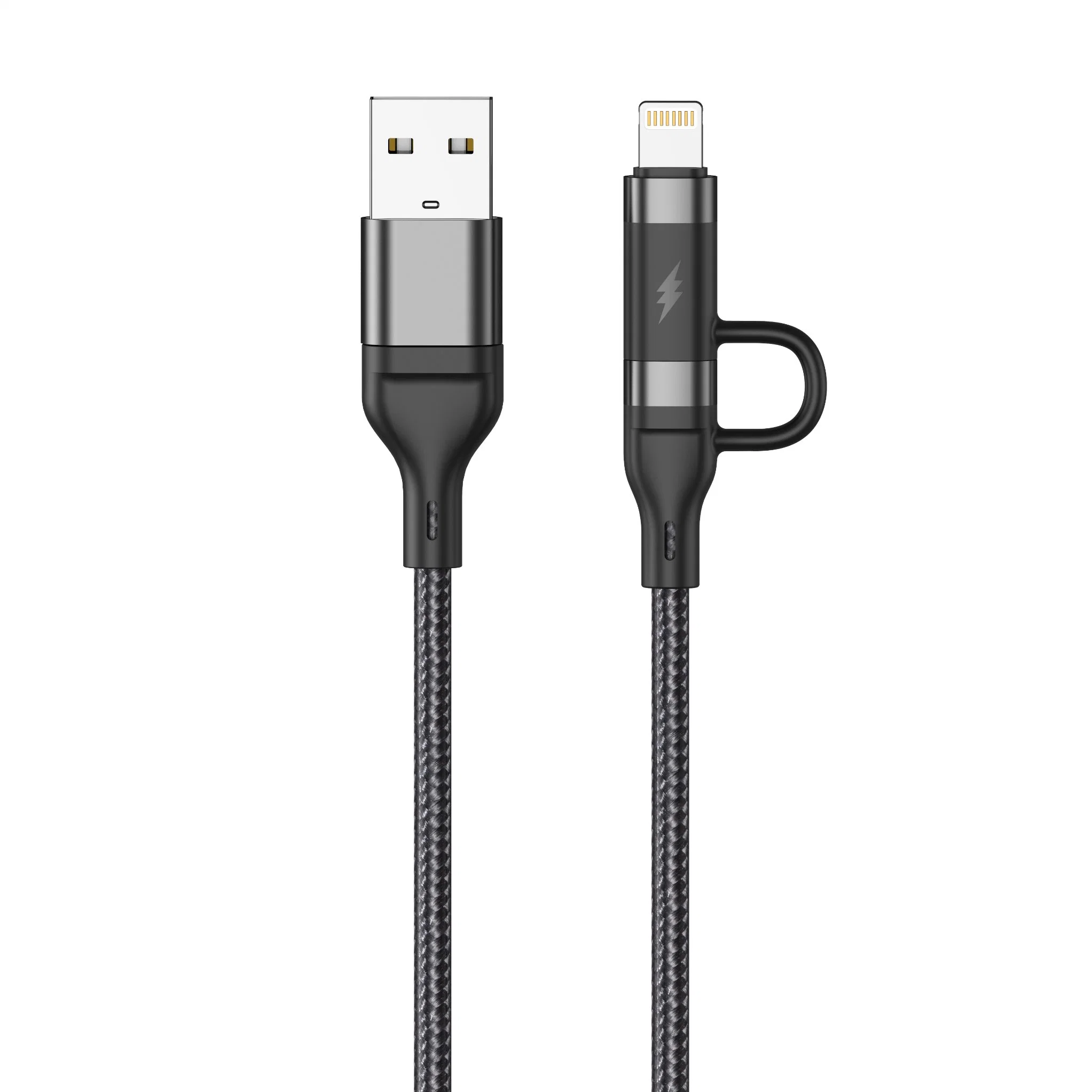 Gifts and Promotion Multifunction 4 in 1 USB Data Cable Customer Logo Nylon Braided Pd27W Cable De Datos Factory Supply