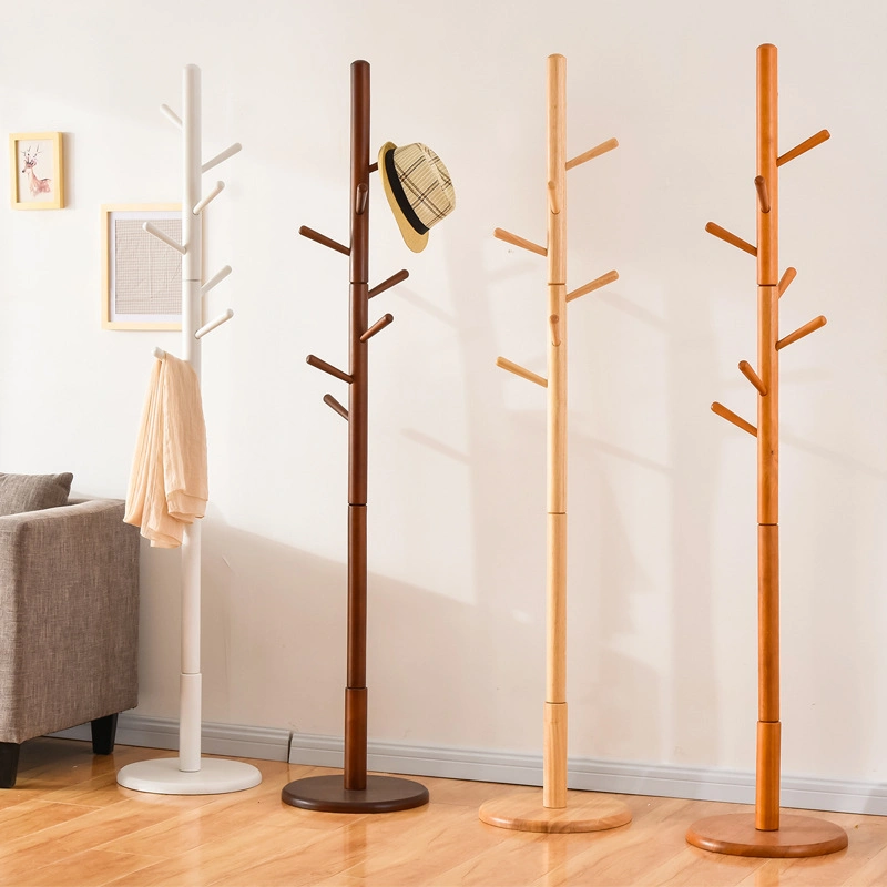 Wooden Coat Rack Tree Freestanding Easy Assembly with 8 Hooks