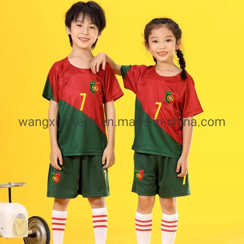 Kids Portugal Soccer Jersey+Shorts 2022 World Legend #7 Football Team Sports Fan Shirts Kit for Boys/Girl