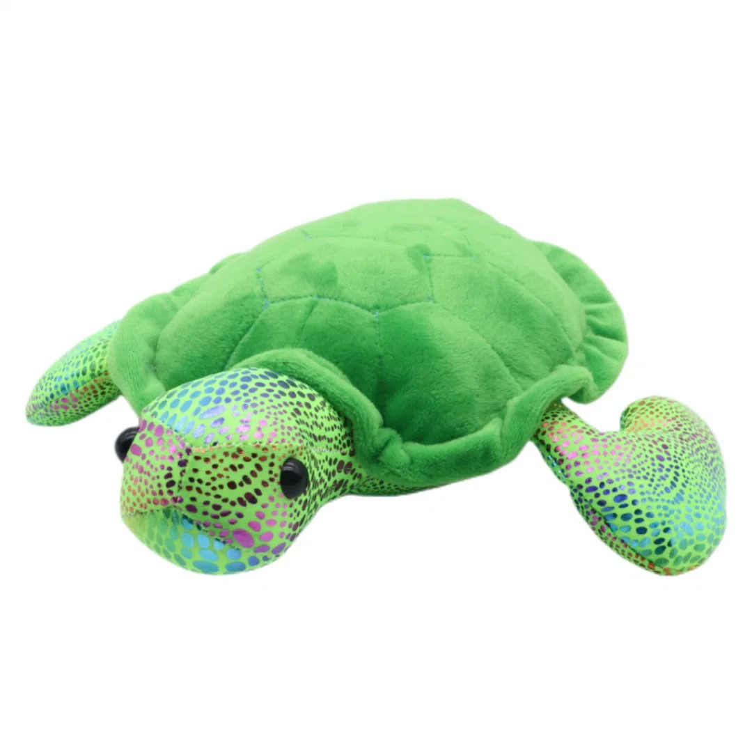 Custom 12" Kids Plush Turtle Toys Soft Tortoise Children Gift Green Stuff Animal Sparkly Sea Turtle with Black Eyes Baby Toy