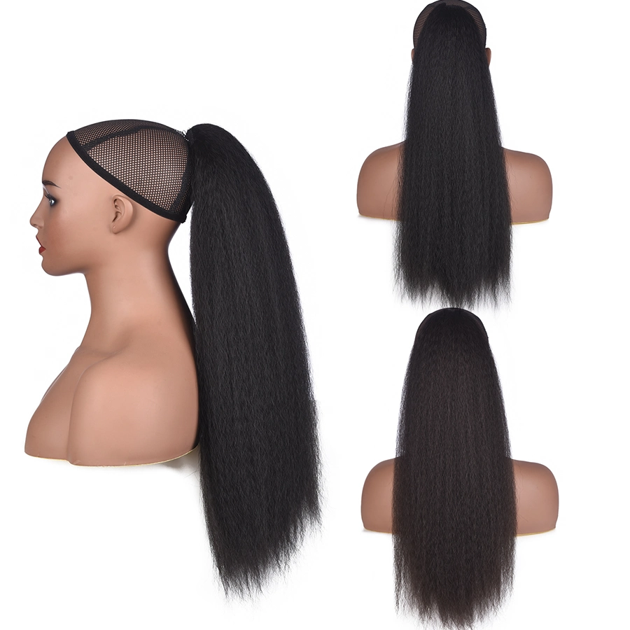 22'' Long Synthetic Hair Bun Yaki Kinky Straight Ponytail Extension