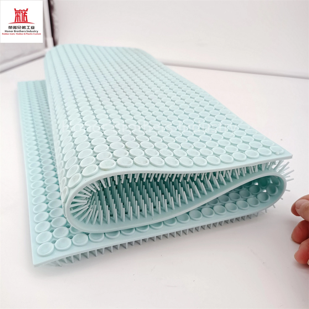 Rutschfeste Schrubber-Matte, Badezimmer Silikon Fuß Massage Pad mit Saugnäpfen, Baby Blau